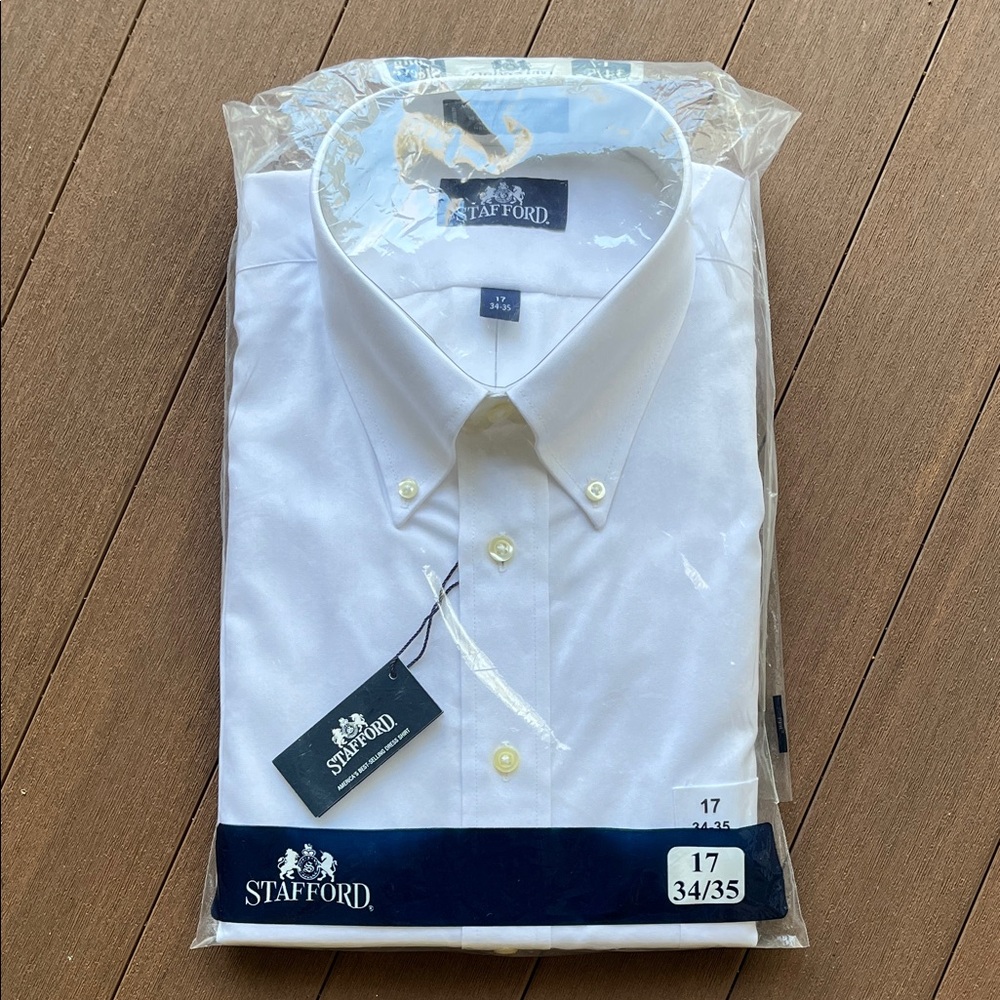 Stafford White Button-Down Dress Shirt